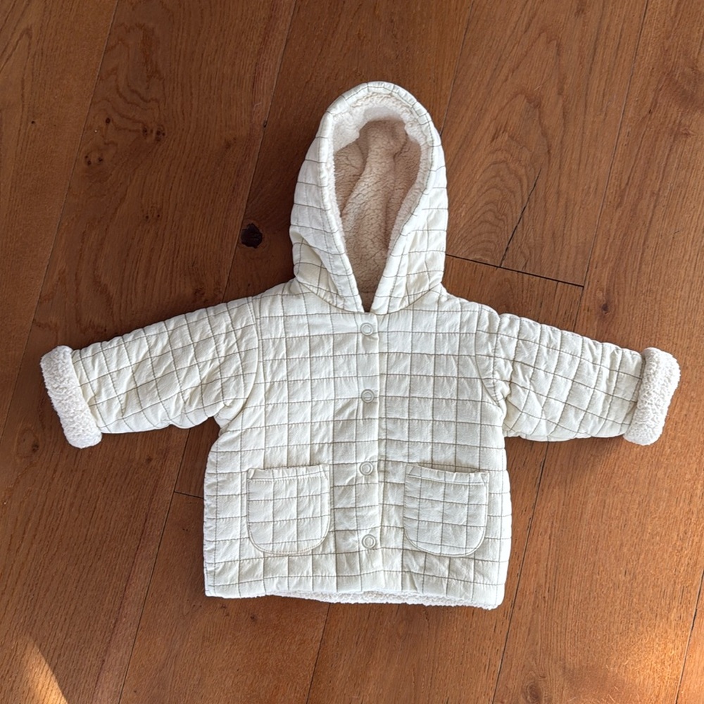 Zara Kids Cream Quilted Winter Coat